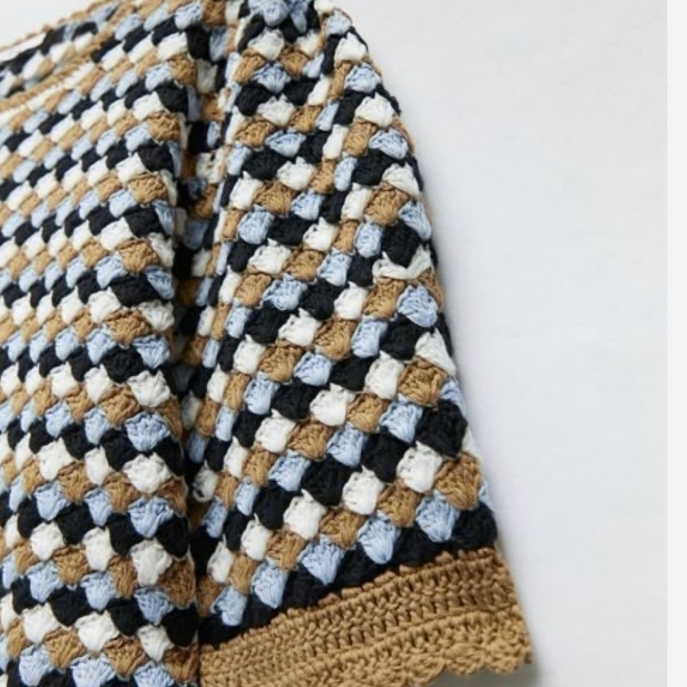 Zara Womens Crochet Knit Cotton Top Size Small - Picture 3 of 10